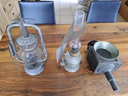 3 Lampen elektrisch und petrol