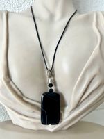 XL 8.5cm Onyx Anhänger 925 Silber – massiv & markant Unikat