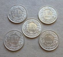 Lot ++ 5 Stück 1.- Franken 1955, gute Erhaltungen