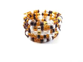 🟢 NEUF bague tissée en perles Perlenring NEU Handarbeit 58