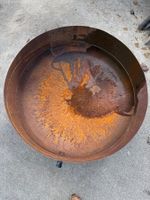 XL Feuerschale 120cm Durchmesser, Stahl Patina / Schwarz