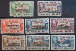 Falkland Islands Kat. 1-8 A * 1944 braune Altersflecken