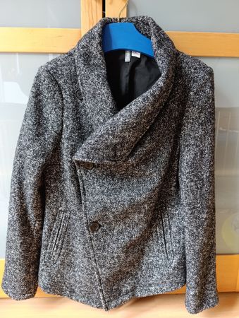 H&M Divided Kurzmantel Woll Jacke Gr. S schwarz weiss