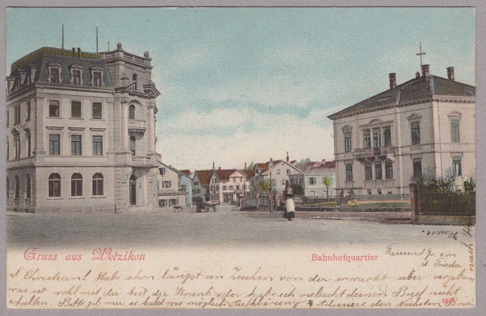 Cartoline postali: Litho Wetzikon Bahnhofplatz 1907 – Usato da Vilters venduto da Jere3943