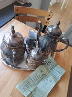 Antikes Metall Porzellan Kaffeeservice, Teeservice