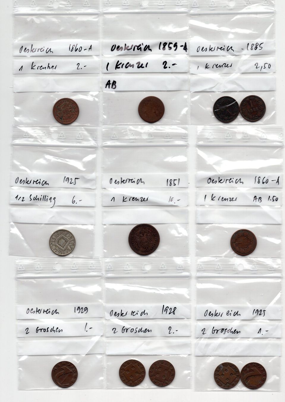 Tutti le monete: (2134) Austria, 1 Lot um 1860 – Usato da Rüthi (Rheintal) venduto da erdnuessli1