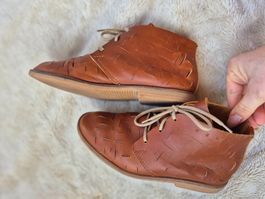 VELT SCHNÜRER 37 SCHUHE LEDER COGNAC BRAUN BOOTS TOP BEQUEM