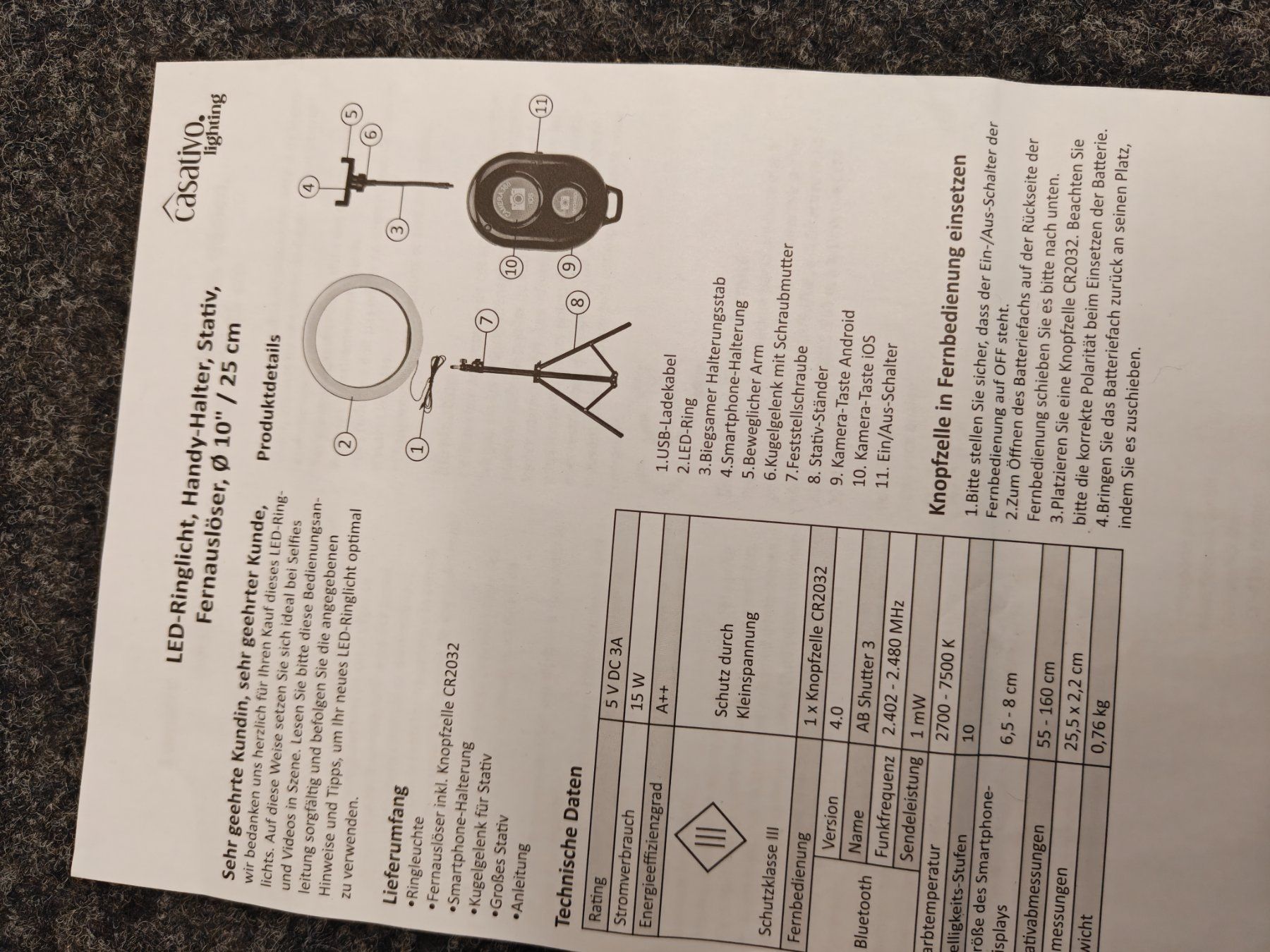 Lampade: LED-Ringlicht Handy-Halterung (ohne Stativ) – Usato da Zürich venduto da Matthieu60 5