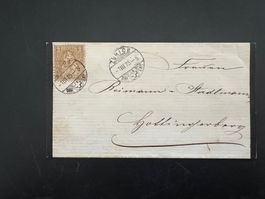Faltbrief 1875 Traueranzeige Zürich sitz. Helvetia    (G389)