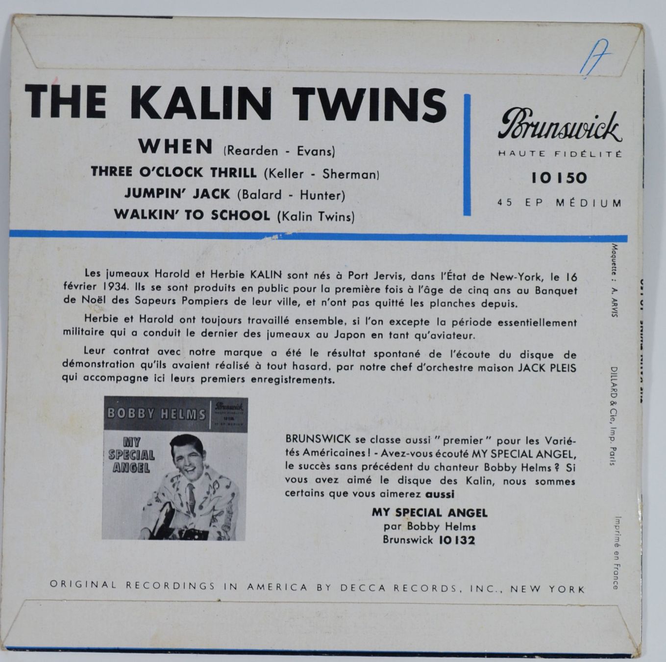 Dischi in vinile: EP: THE KALIN TWINS - When – Usato da Frenkendorf venduto da Yard-Sale-2000 1