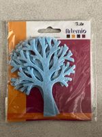 3 arbres en feutrine bleue