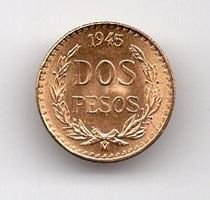 (495) Mexiko, 2 Pesos, 1945, stgl, Gold