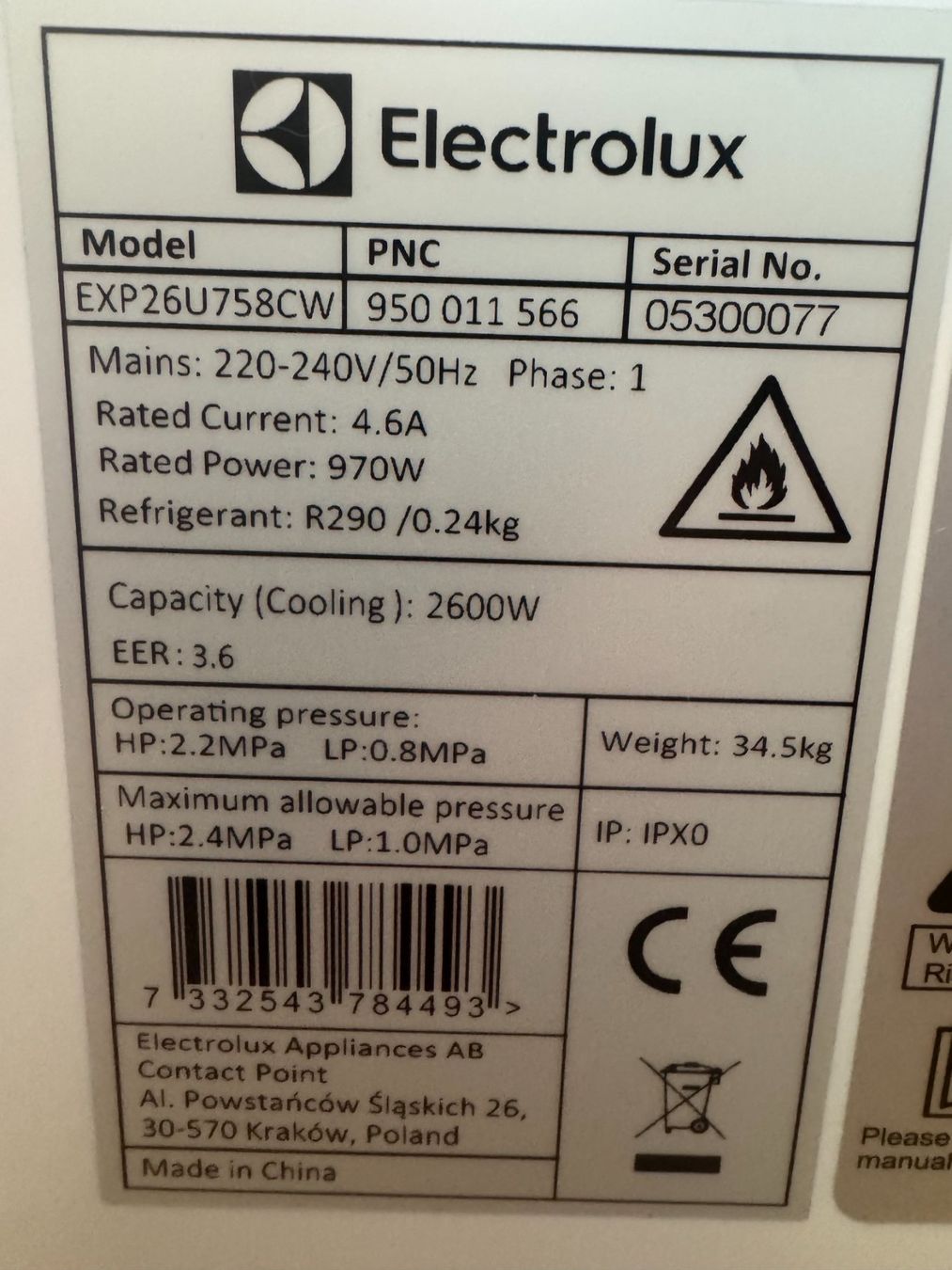 Electrolux Condizionatori: Mobiles Klimagerät Electrolux EXP26U758CW – Usato da Egg b. Zürich venduto da stean1024 3