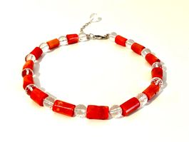 Red Coral Necklace - Sterling Silver