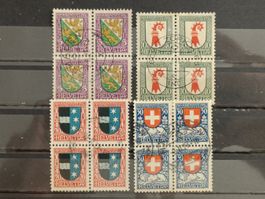 1926 Pro Juventute Viererblock Vollstempel