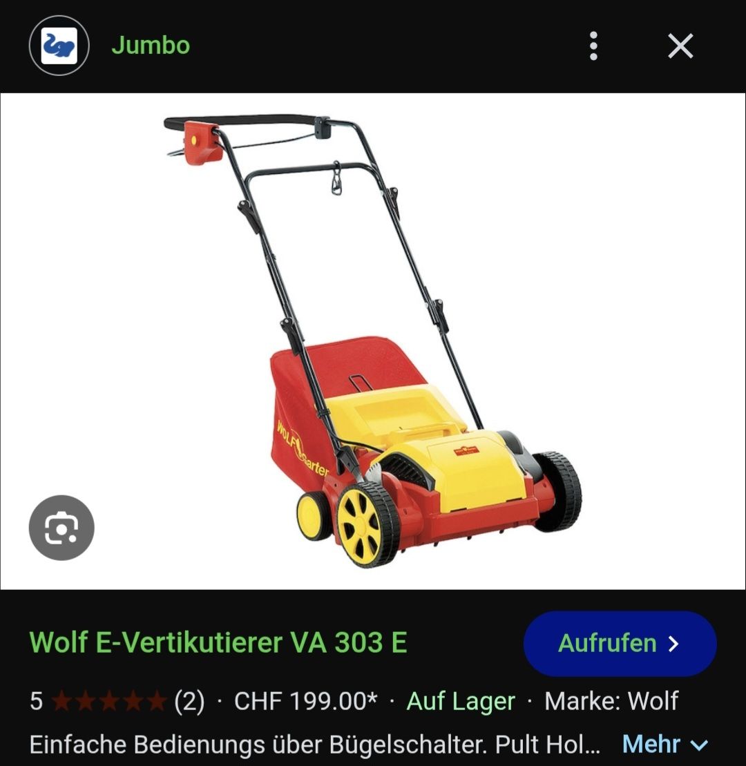 Wolf Garten Bodenbearbeitungsgeräte: E-Vertekutieter WOLF E 303 – Gebraucht aus Ermatingen von Nebelhorn01 5