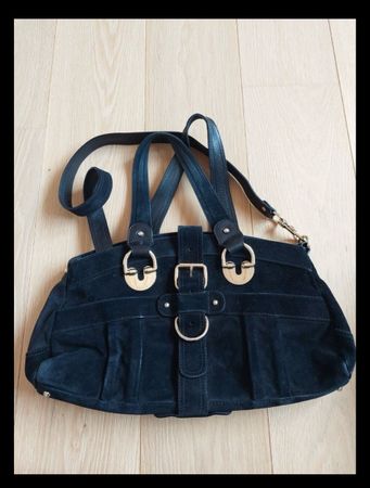 Bally Handtasche dunkelblau Wildleder Damen Tasche mit Trage