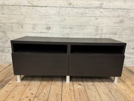 TV-Lowboard schwarz mit 2 Schubladen, Kommode