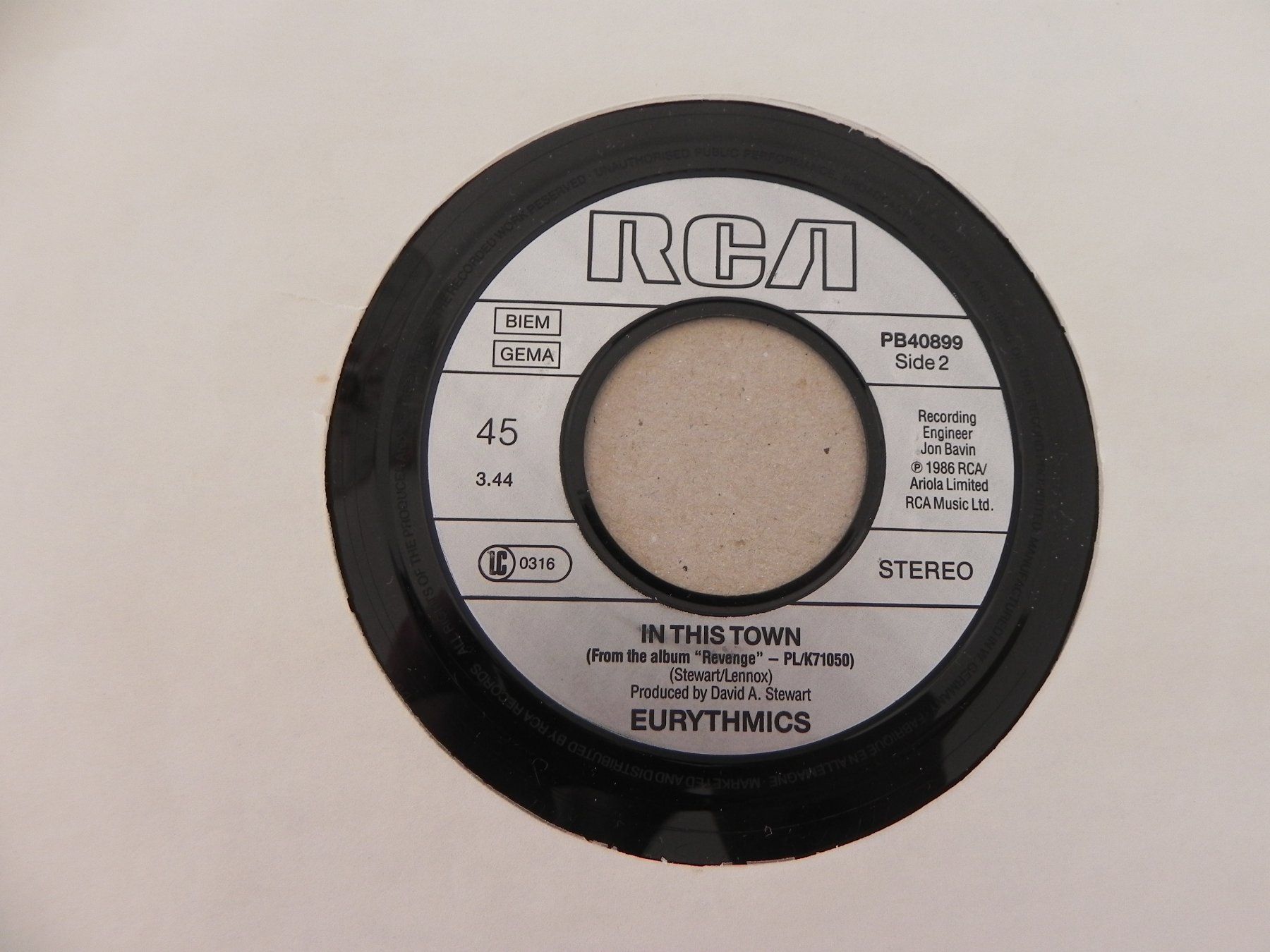 Dischi in vinile: Single brit. Pop Duo Eurythmics 1986 Thorn in my Side – Usato da Siebnen venduto da krimsie 3