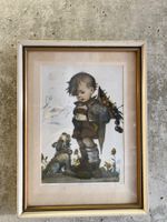 Hummel Bild mit Rahmen, Junge mit Hund, Top Zustand! (53)