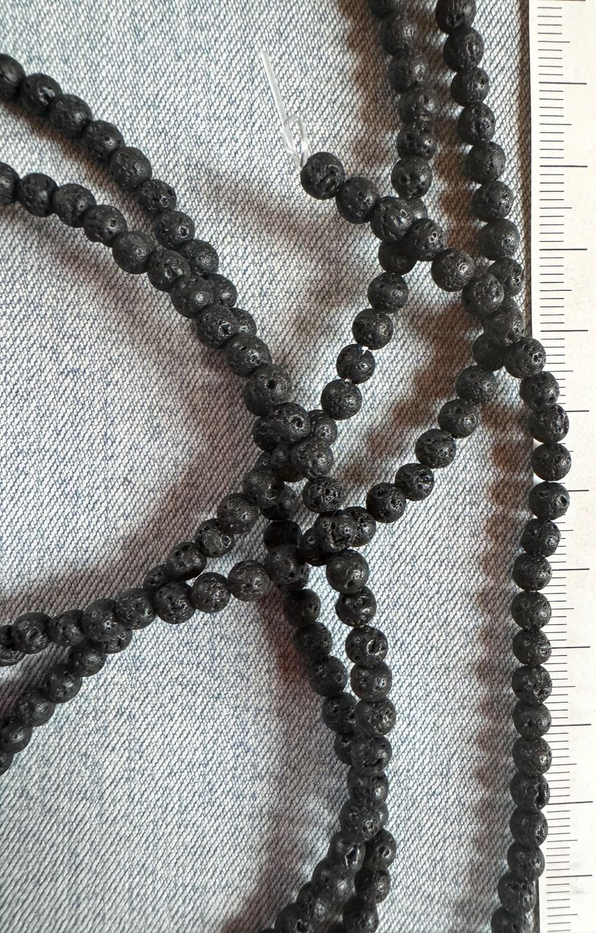 Catenine: 3 x Vulkan Stein  Lava  Strang   5mm    TOP nature – Nuovo e nell'imballaggio originale da Leuggern venduto da gemshow 6