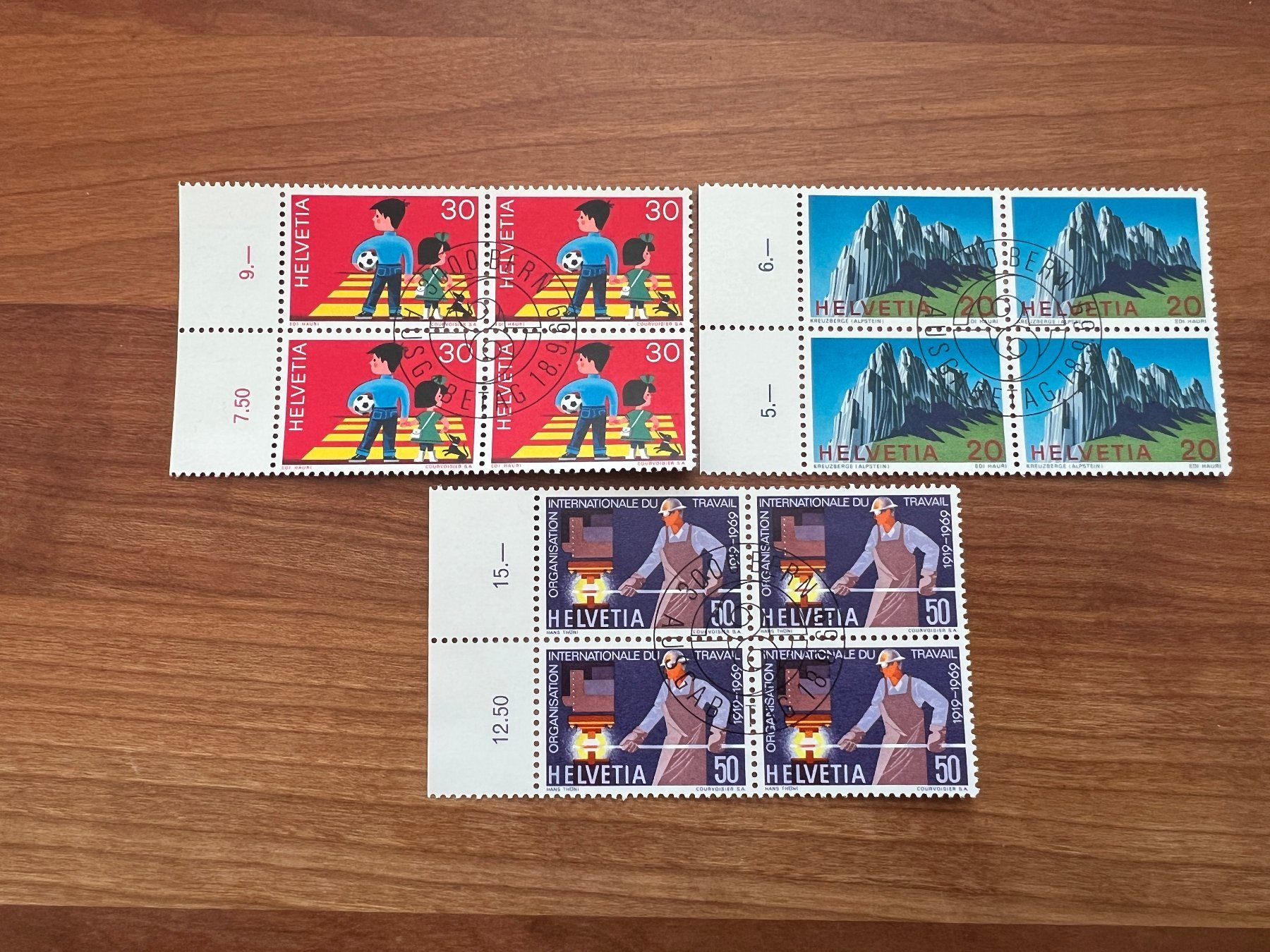 Alle Briefmarken: 1969 CH Erstag gest.Viererblock mit Tab  (K128) – Gebraucht aus Hinwil von Sidi4