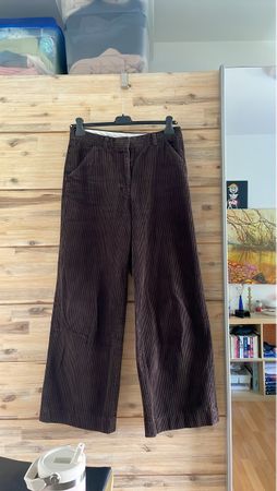 Pantaloni in velluto a coste marroni, taglia 42 donna