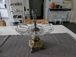 JUGENDSTIL FUSSSCHALE MIT KERZENHALTER UM 1900 FRANKREICH