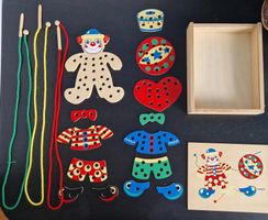 Holzspielzeug Fädelspiel Clown, Top Zustand