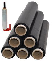 6 Rollen +Abroller  Stretchfolie schwarz