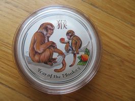 Lunar II Münze Affe 2016 / 1OZ Silber Farbe