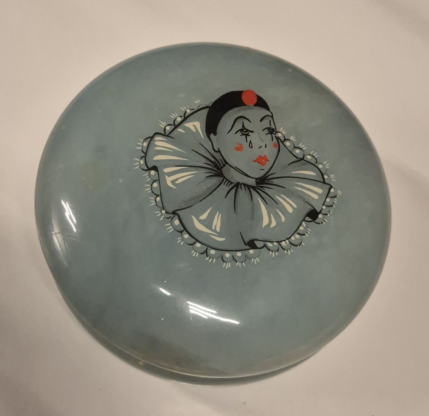 Portagioie: Alabaster Schmuck Schatulle, 9,5cm Durchm. – Usato da Vilters venduto da Fleiflomi 1