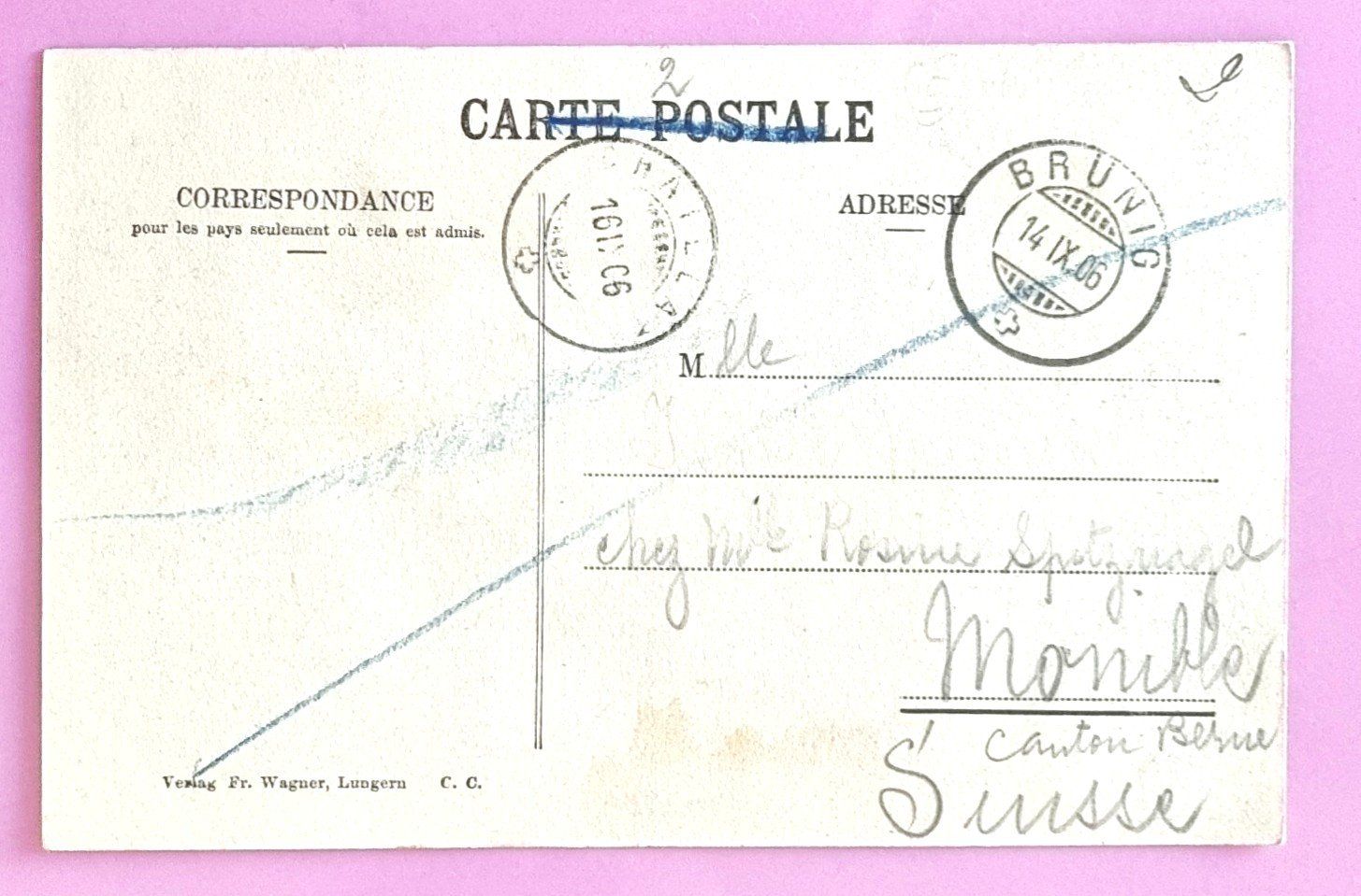 Cartoline postali: Brünigbahn - Dampfzug beim Aufstieg - 1906 – Usato da Rothrist venduto da RROENK 1