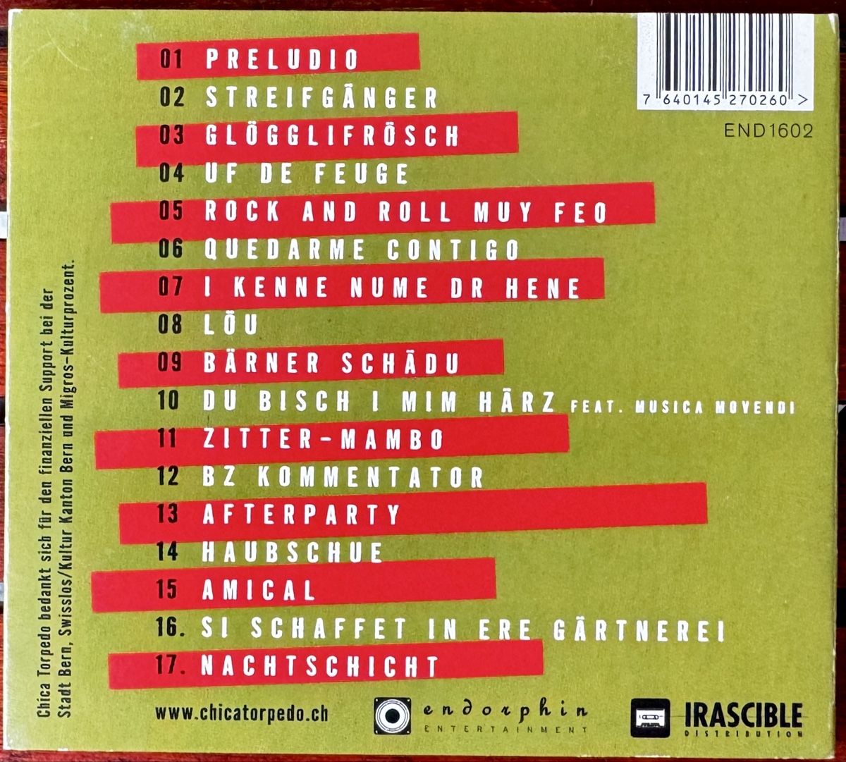CD: CD CHICA TORPEDO - Nachtschicht – Usato da Zürich venduto da tomakomai 1