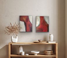 A pair of original acrylic and ash paintings, 50x40x2cm