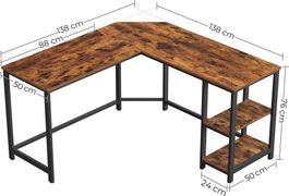 Eckschreibtisch 138 cm braun schwarz gebraucht