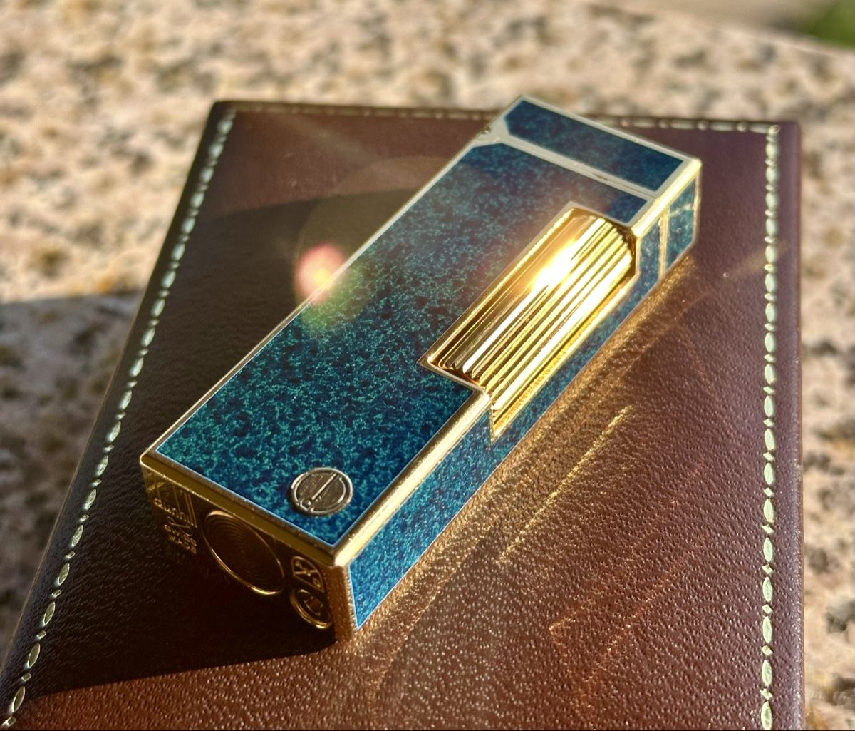 Dunhill Accendini: Dunhill Rollagas Blue Marble Gold-Plated, Pristine Condition – Nuovo (secondo la descrizione) da Zürich venduto da RatsTreasure