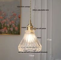 Lampe suspendue LED Vintage  en pierre de verre