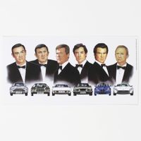 Postkarte 'Die 6 James Bond  Darsteller mit ihren Cars' 2018