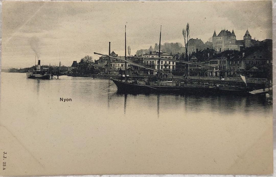 Cartoline postali: NYON - Bateau à vapeur et barque – Usato da Delémont venduto da Domdom1