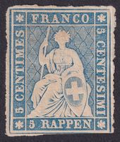 5Rp. blau Probedruck, PM 22.2.2a, Münchner Druck, mit Attest
