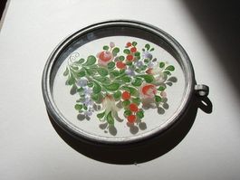 Glasmalerei in Blei oder Zinn Rahmen Durchmesser 8 cm