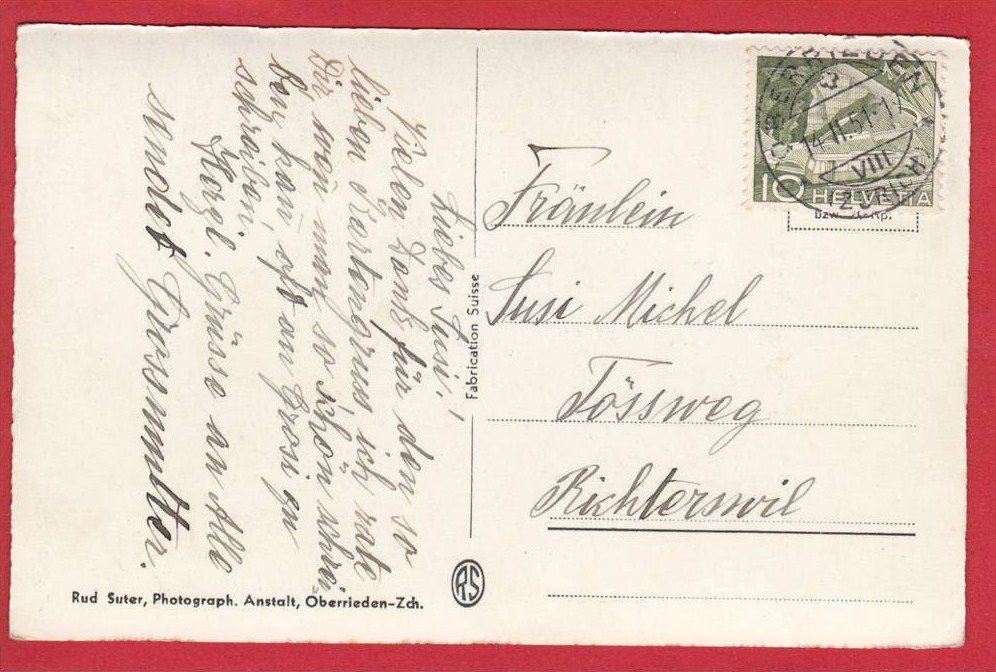 Cartoline postali: THALWIL, QUARTIERSTRASSE – Usato da Grüningen venduto da Kartenlaube 1