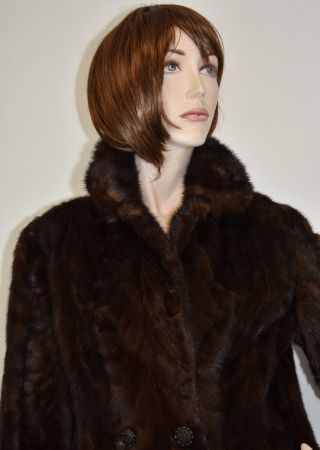 Nerz Pelz Mantel/Nerzfell Vintage/ NP: 6000 Fr/braun/Gr.XS-S