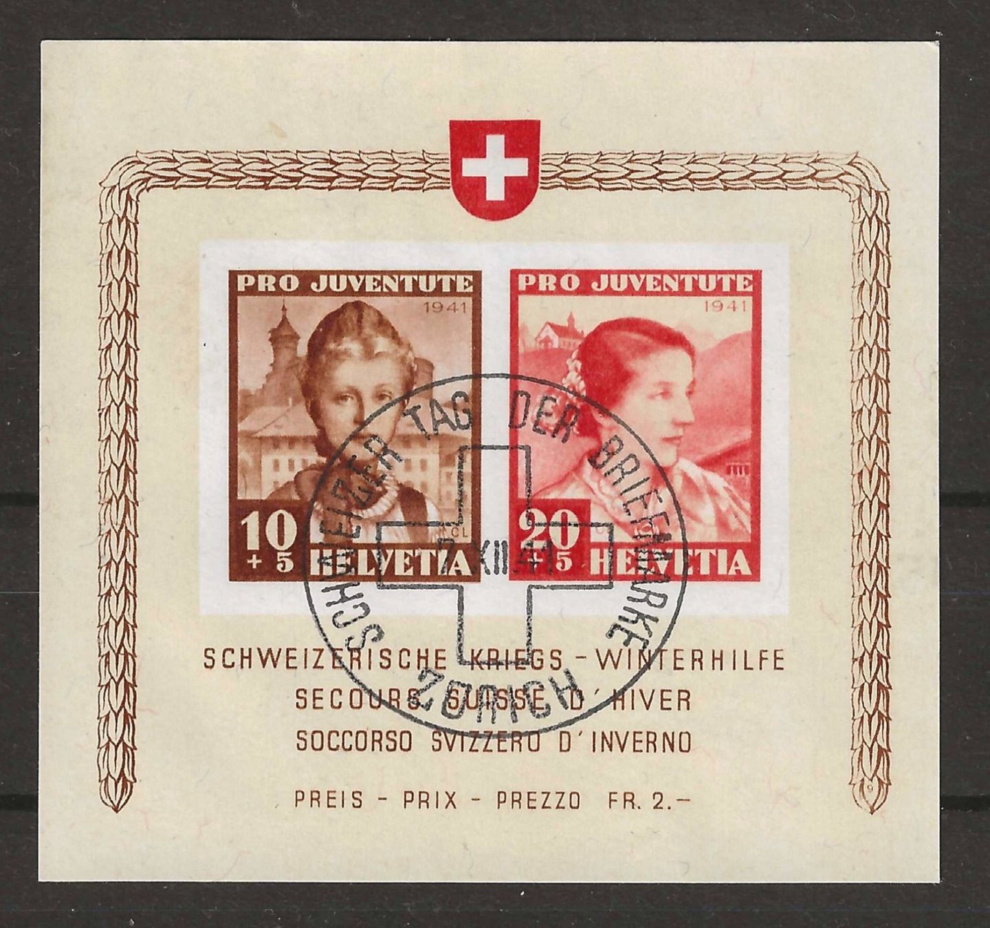 Alle Briefmarken: 1941 : Pro Juventute Block – Gebraucht aus Gümligen von Geniusbuy