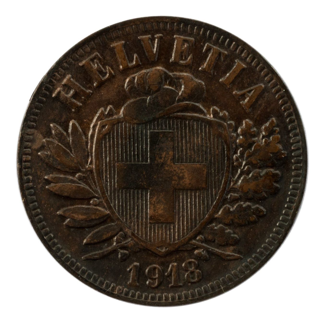 Tutti le monete: Schweiz / Suisse - 2 Rappen - 1918 – Usato da Rotkreuz venduto da Swiss-Coins
