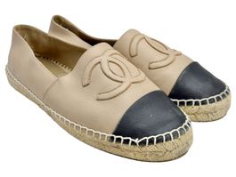 Espadrilles CHANEL agneau beige noir. Pointure 40