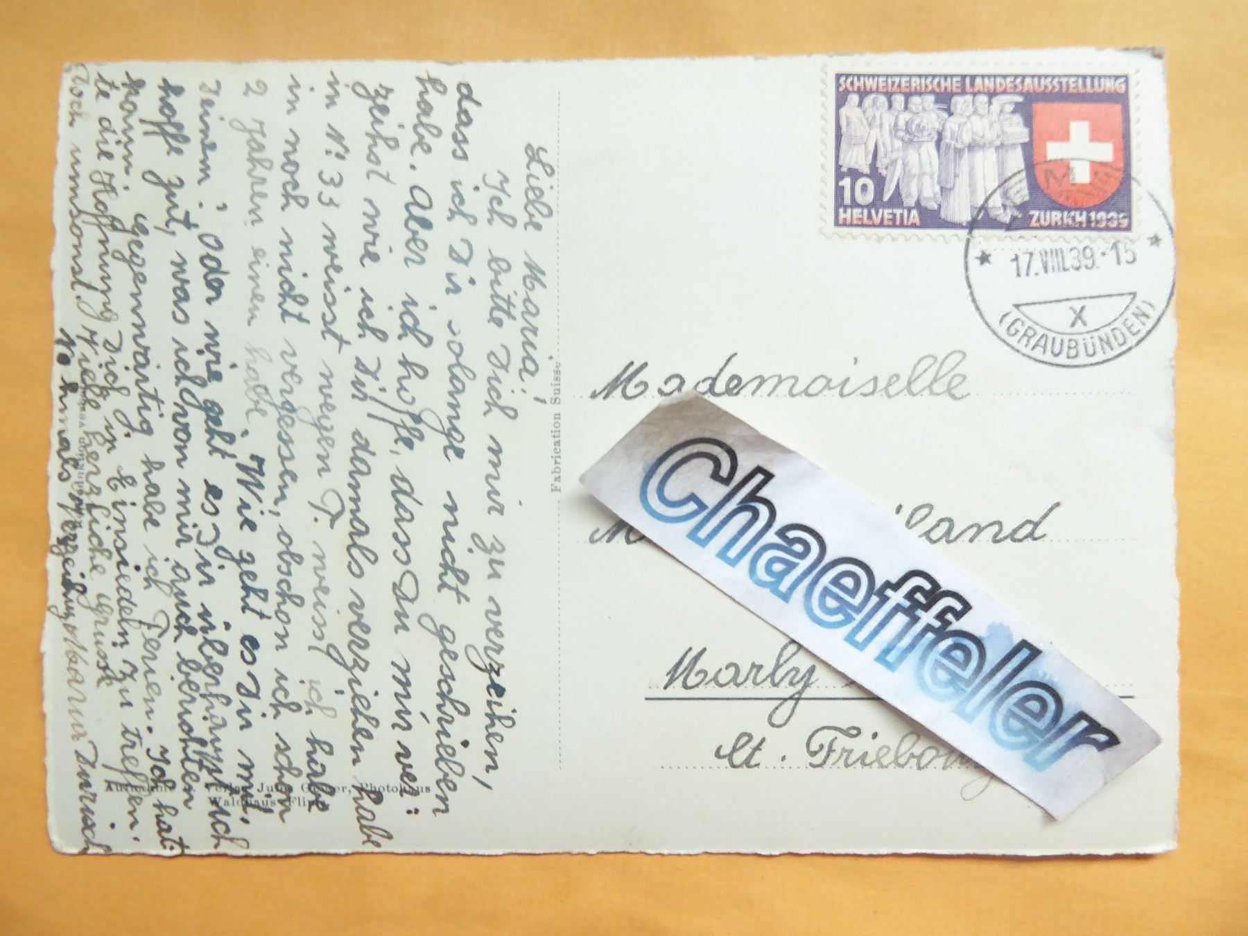 Cartoline postali: 1939  1720 Auf der Entser Maiensäss – Usato da Zürich venduto da Chaeffeler 1