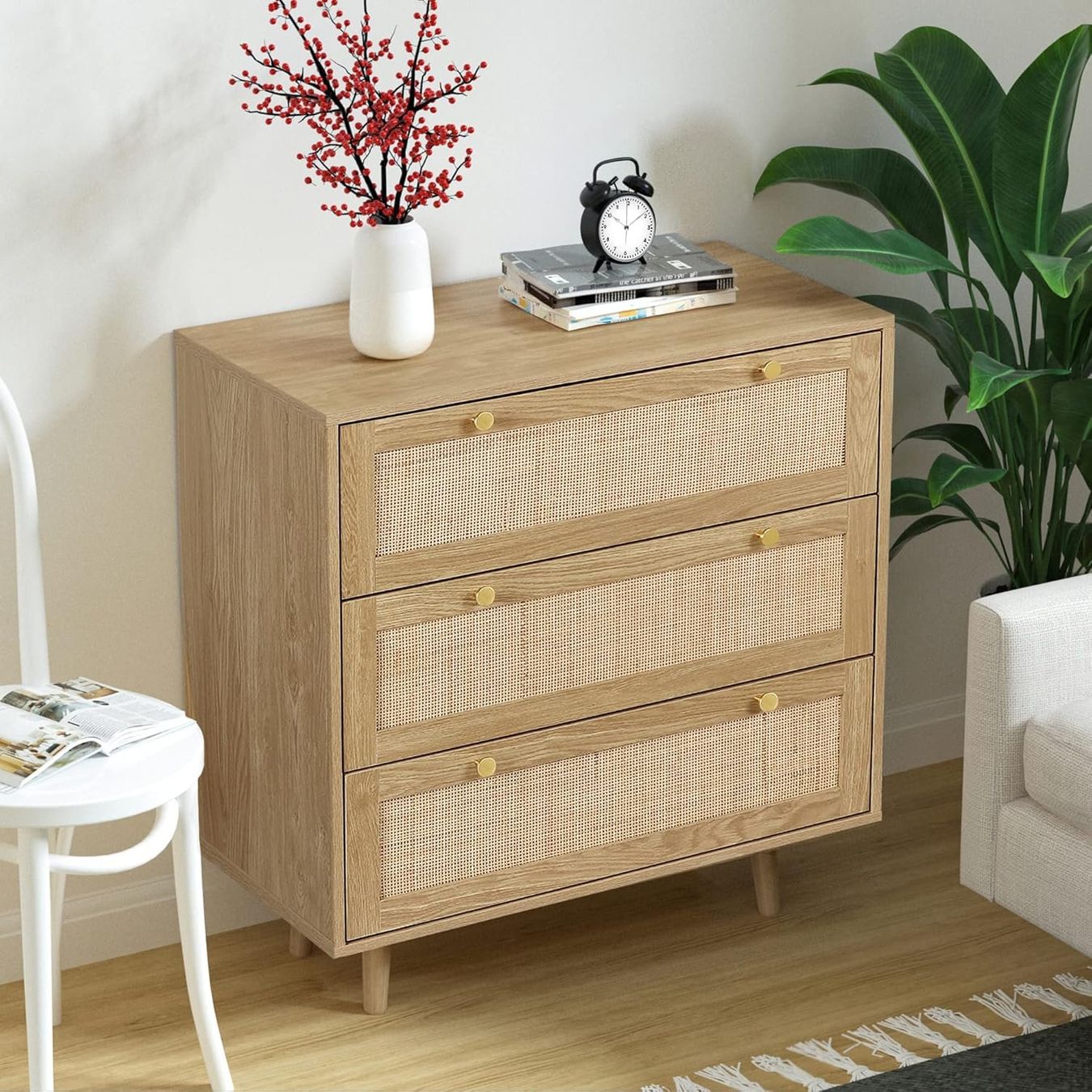 Cassettiere: Rattan Kommode 3 Schubladen Eiche 80x40x91,4 cm – Nuovo e nell'imballaggio originale da St. Gallen venduto da VerkaufsMaus50 3
