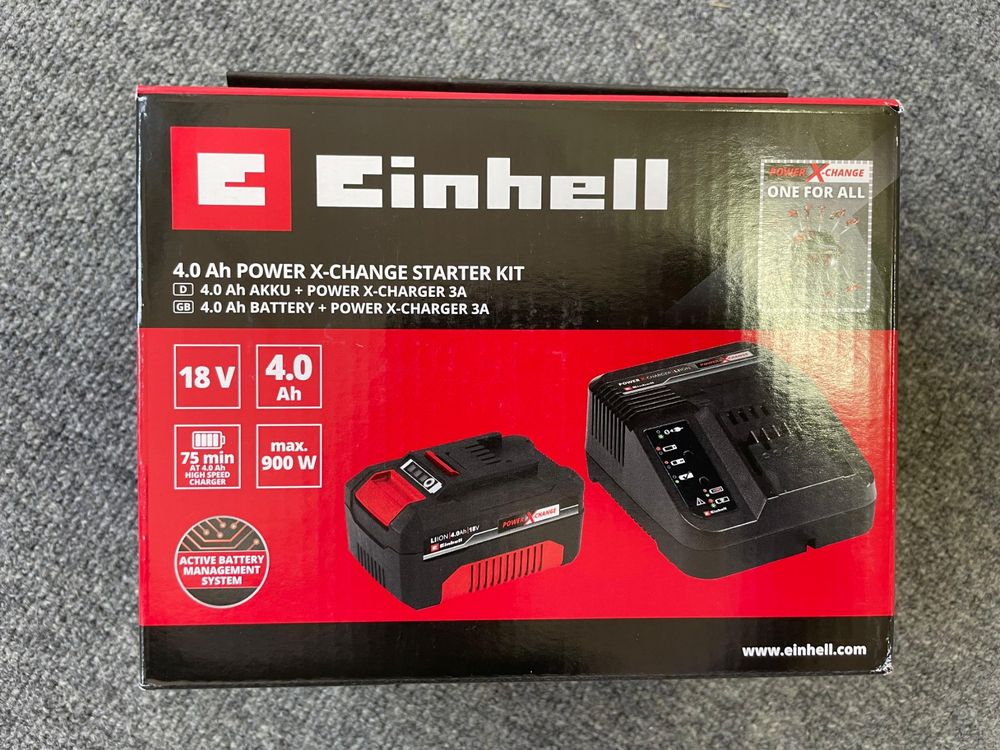 Kit Starter Einhell Power X-Change, Batteria 18V 4Ah PLUS E Caricabatterie 3A - Per Tutti Gli Attrezzi Della Serie X-Change